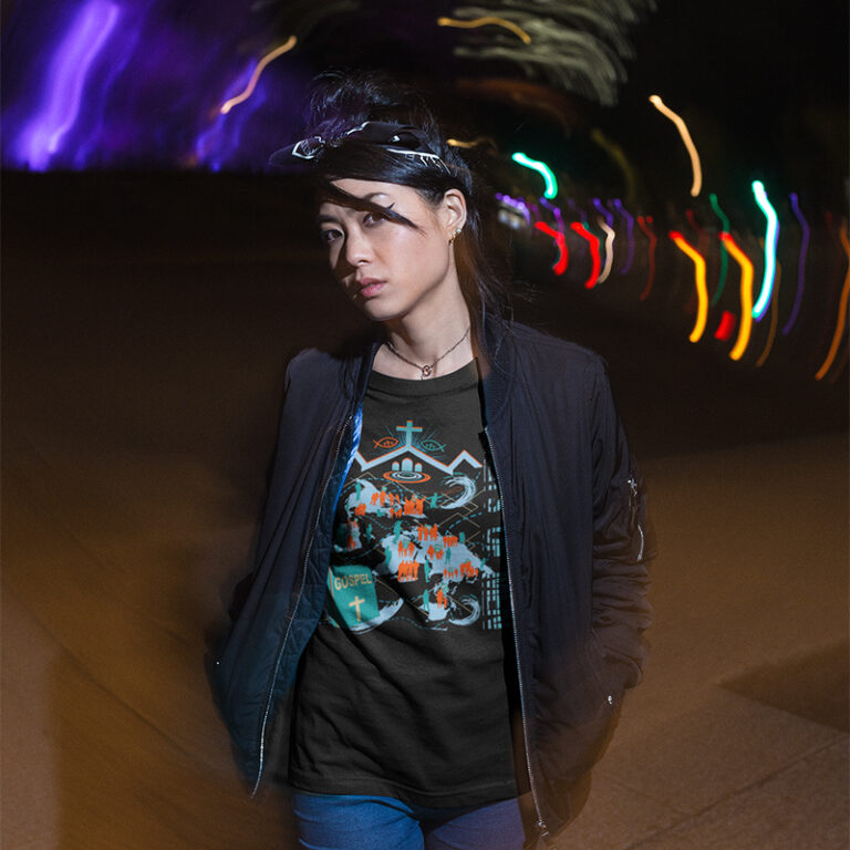 T-Shirt-Mockup-of-Asian-Girl-Walking-the-Street-at-Night